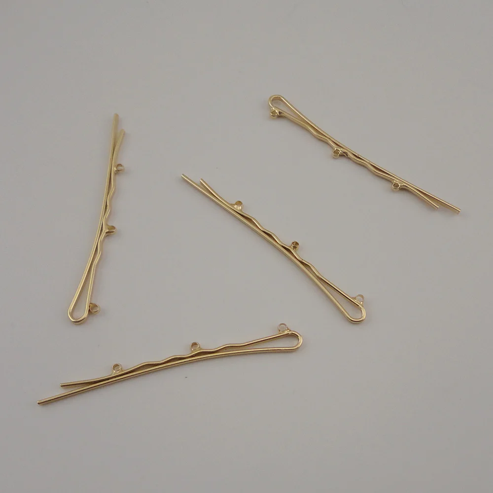 50PCS 6.5cm Plain Metal Bobby Pin with One Hang Hole Hair Slide Hairpins with Two holes Three holes for DIY Hair Accessories