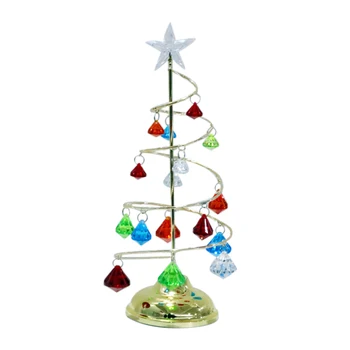 

Tree Shape Crystal Pendant Ornament Tabletop Home Decor Gift LED Christmas Light Living Room Fairy Lamp Battery Powered Night