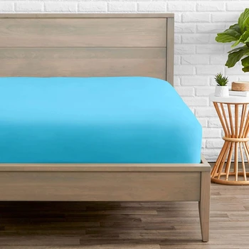 

1pc 100%Polyester Solid Fitted Sheet Mattress Cover With Elastic Band Bed Sheet,not included Pillowcase