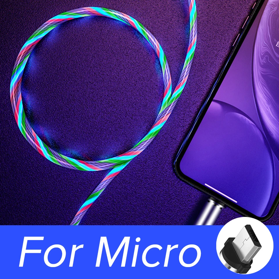 Магнитный кабель Venroii Micro usb type-C для телефона samsung, освещение, магнитное зарядное устройство type C, зарядный провод для передачи данных для huawei Xiaomi 8 - Цвет: Micro