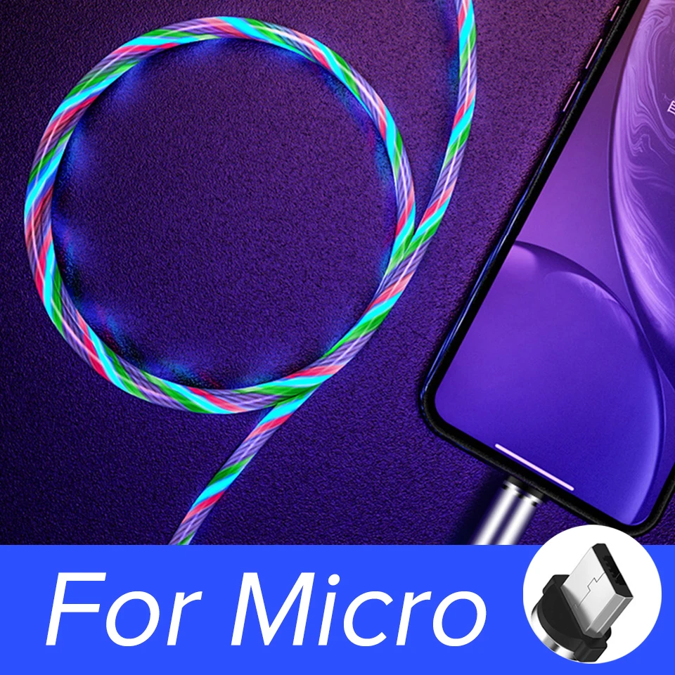 Micro Магнитный кабель Venroii Micro usb type-C для телефона samsung, освещение, магнитное зарядное устройство type C, зарядный провод для передачи данных для huawei Xiaomi 8 - Цвет: Micro