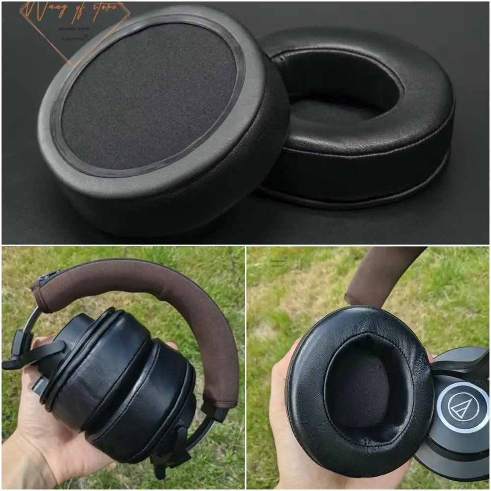 

Sheepskin Leather Memory Foam Ear Pads For Audio-Technica ATH-M40x Headphone Perfect Quality, Not Cheap Version