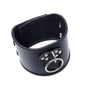 PU Leather BDSM Bondage Posture Neck Collar With Pull Ring Adjustable Collar Rings Belt Slave Bondage Strap Harness Sex Toys 3