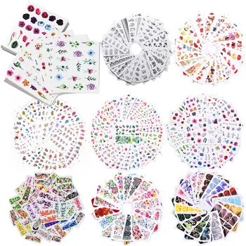 

1 Set Nail Art Sticker Mixed Patterns Black Lace Gold Silver Flower Transfer Stickers Water Decals DIY Nail Art Decoration