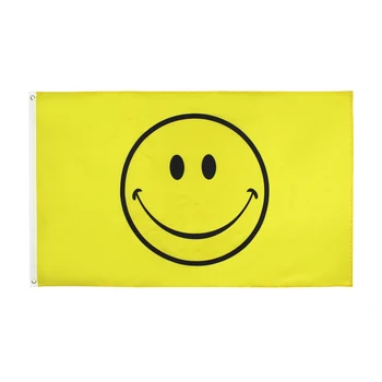 

90x150 yellow happy face smiley smile Flag