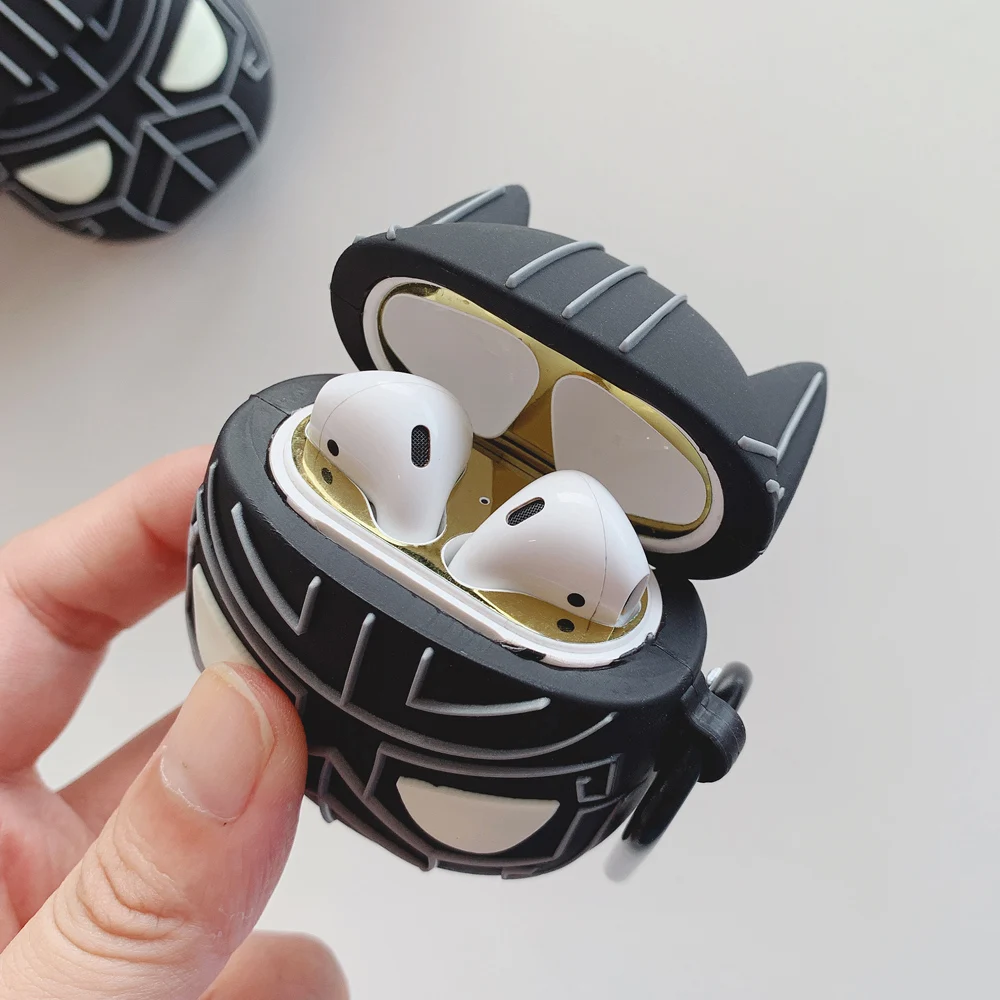 Силиконовый чехол для наушников Airpods, чехол для 3D мультфильма, Черная пантера, чехол, аксессуары, защитный кожаный чехол для Apple Airpods