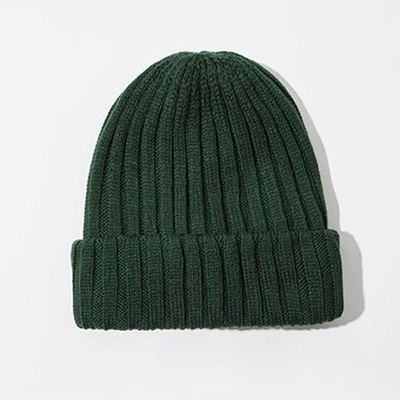 green Высокое качество, вязанные, повседневные, Skullies Beanie, зимняя женская шапка, одноцветная, для взрослых, новые, плотные,, зимние топы для женщин, мужчин, подарок - Цвет: green
