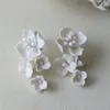 Ins Porcelain Flower Wedding Earrings Bridal Jewelry Gold Silver Color Handmade Women Drop Earring 1