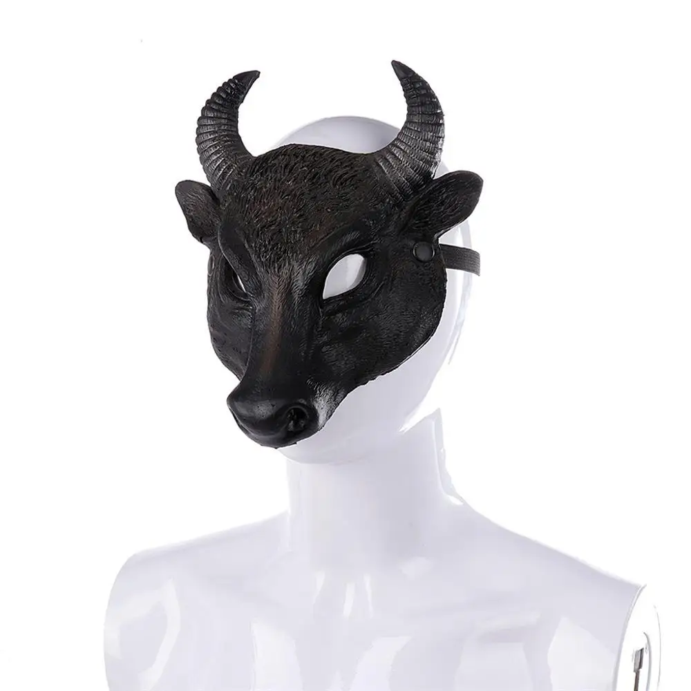 Buffalo Shape Halloween Mask Unisex Villain Costume Party Ball Halloween Mardi Gras Full Face Animal Mask Prom Party Decor Q3
