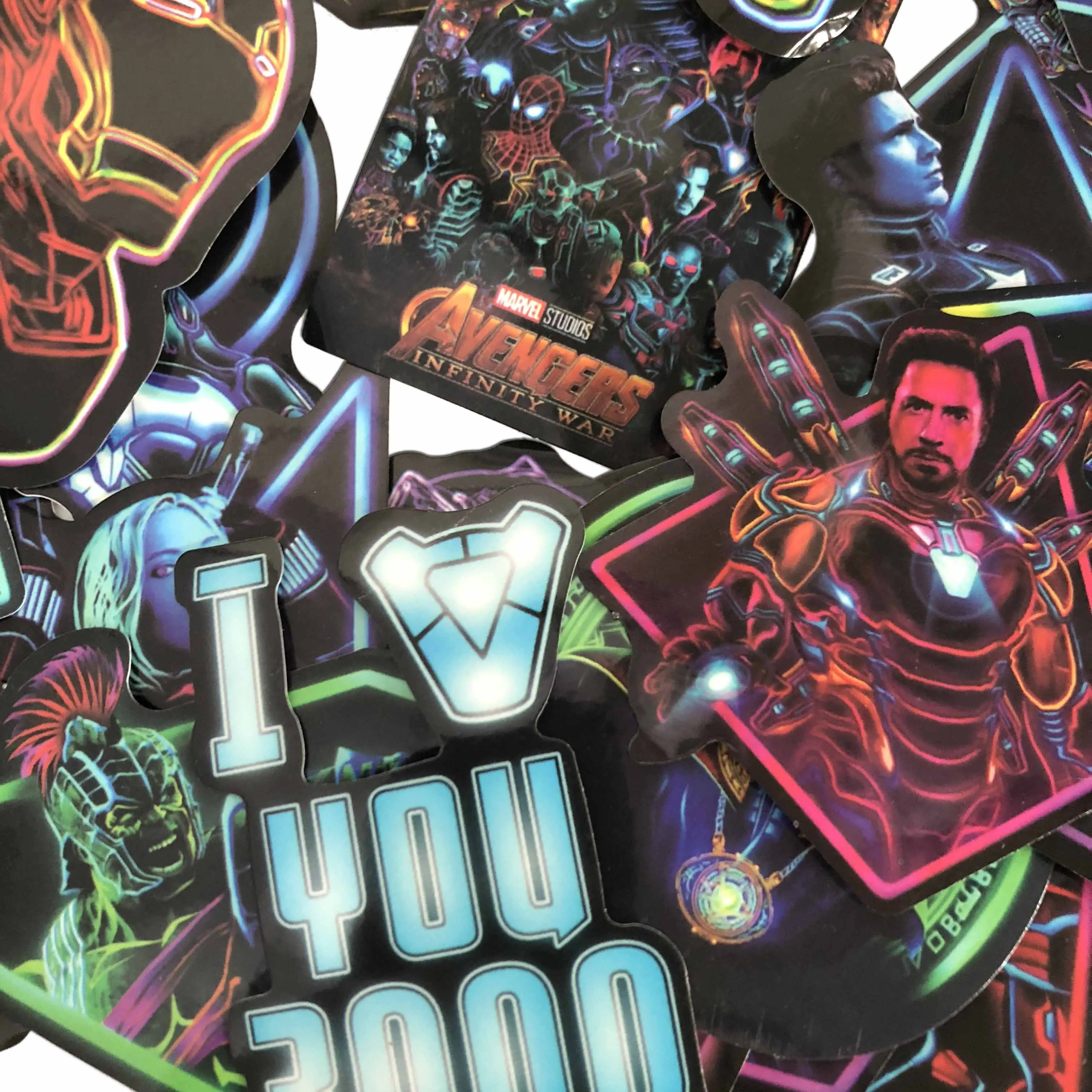 65 шт. Marvel Мстители неоновые наборы наклеек мультфильм аниме наклейка для ноутбука холодильник телефон гитара супер наклейки герои упаковка