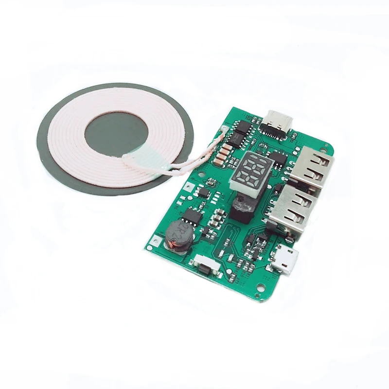 Qi Wireless Charger PCBA Circuit Board Power Bank Charger Module Coil Wireless Charging Micro Type-C USB Port Electric DIY KIT