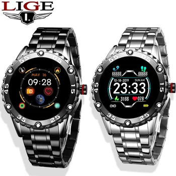 

LIGE 2020 New Smart Watch Men LED Screen Heart Rate Monitor Blood Pressure Fitness tracker Sport Watch waterproof Smartwatch+Box