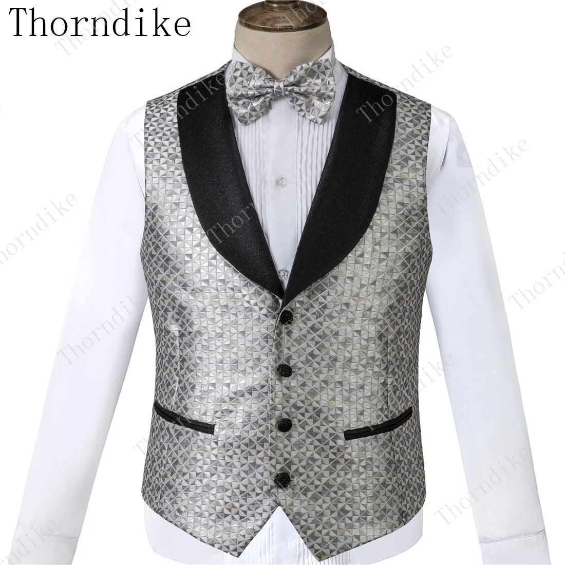 Thorndike серебристые жаккардовые облегающие костюмы для закусок новые мужские