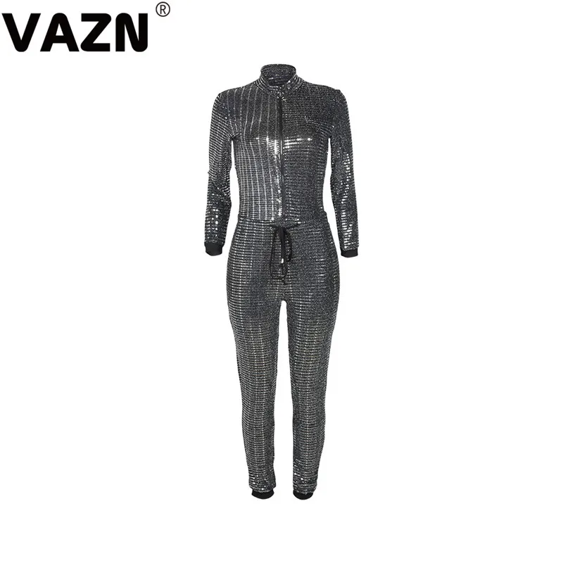 VAZN, шикарный дизайн, осень, сексуальный женский комбинезон, 3 цвета, длинный рукав, на молнии, светильник, комбинезон для девушек, уличный специальный комбинезон