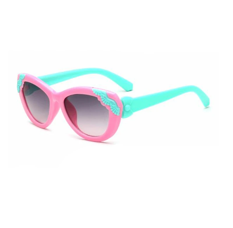 Pink new Korean children's sunglasses cartoon cute sunglasses wings baby decoration anti-UV ball sunglasses - Lenses Color: Pink