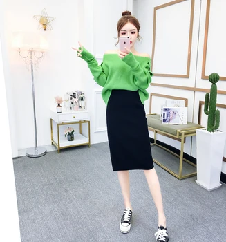 

Fashion Women's Suit 2020 New Knitted Sweater Thicken Top + Thinner Hip Skirt Two-piece Set