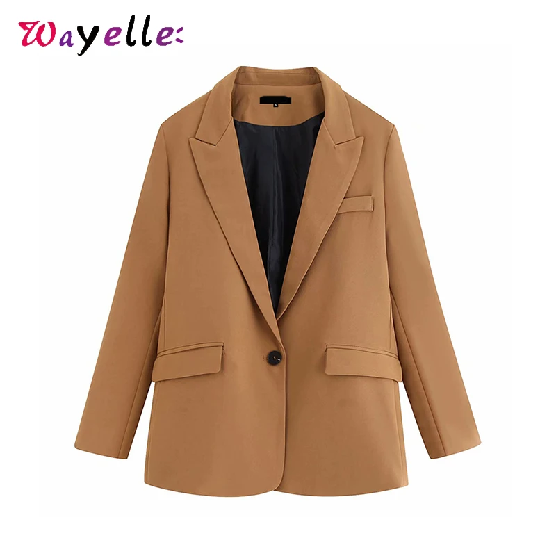 Blog Khaki Classic Women Blazers Two Piece Suit Long Sleeve Blazers and Pants Chic Pockets Women Blazer Soft Solid Casual basic Pants