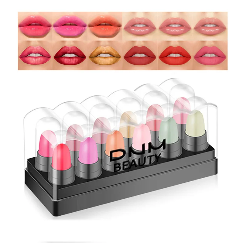 

Free shipping 12 color makeup lipstick set velvet matte matte moisturizing color changing jelly lip gloss new product explosion