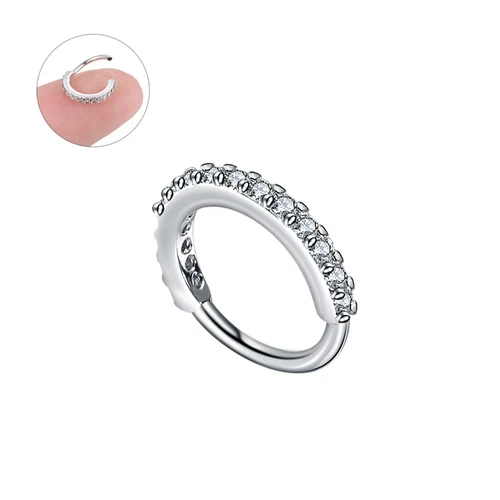 Хрустальные серьги кольцо для носа и уха ушной хрящ кольцо сталь Розовое золото серьга для пирсинга личности простой небольшой круг женщин - Окраска металла: Steel