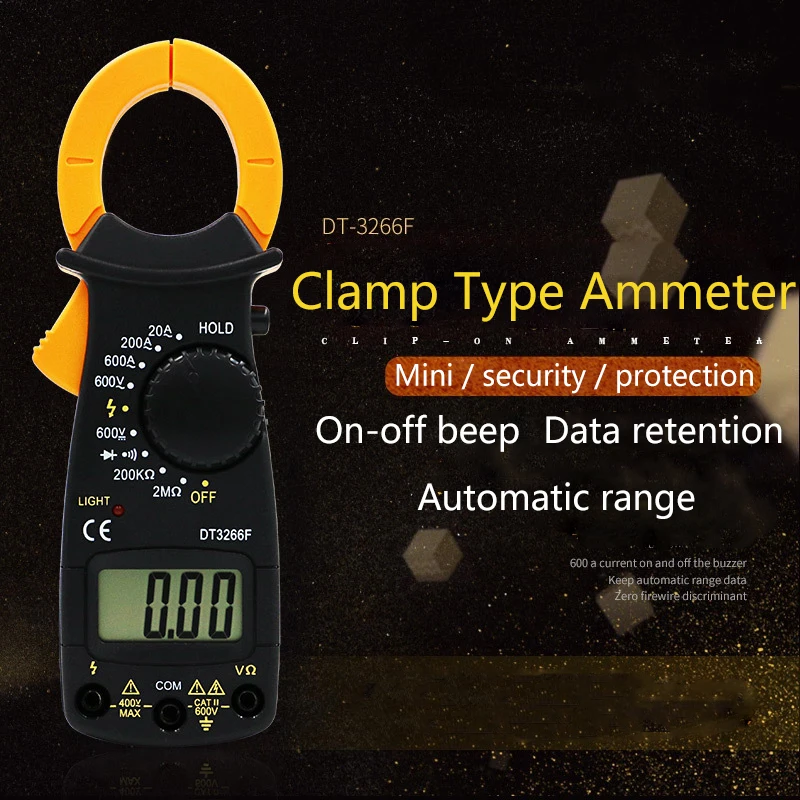 Портативный цифровой токовый Амперметр DT3266F AC DC вольтметр тестер электрический мультиметр FireWire зажим