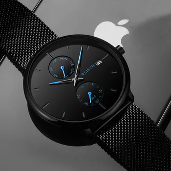 

Black Wrist Watch Men Watches Male Style Wristwatches Stainless Steel Quartz Watch For Men Clock Reloges With Calendar Hot B3925