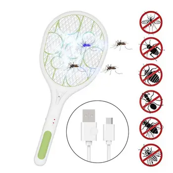 

USB Rechargeable Electric Mosquito Killer Racket Fly Killer Trap Insect Pest Bug Zapper Summer Three-layer Mesh Mosquito Bat