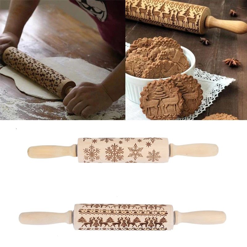 Печенье пряников инструмент тесто плесень выпечки Скалка деревянная Скалка с рисунком Bakng плесень красивый