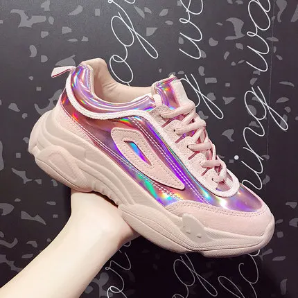 4 NEW Women Chunky Sneakers Platform Spring Shoes Woman Casual Footwear Female Pink Sneaker dames Dad Shoes trainers basket femme - Color: 4