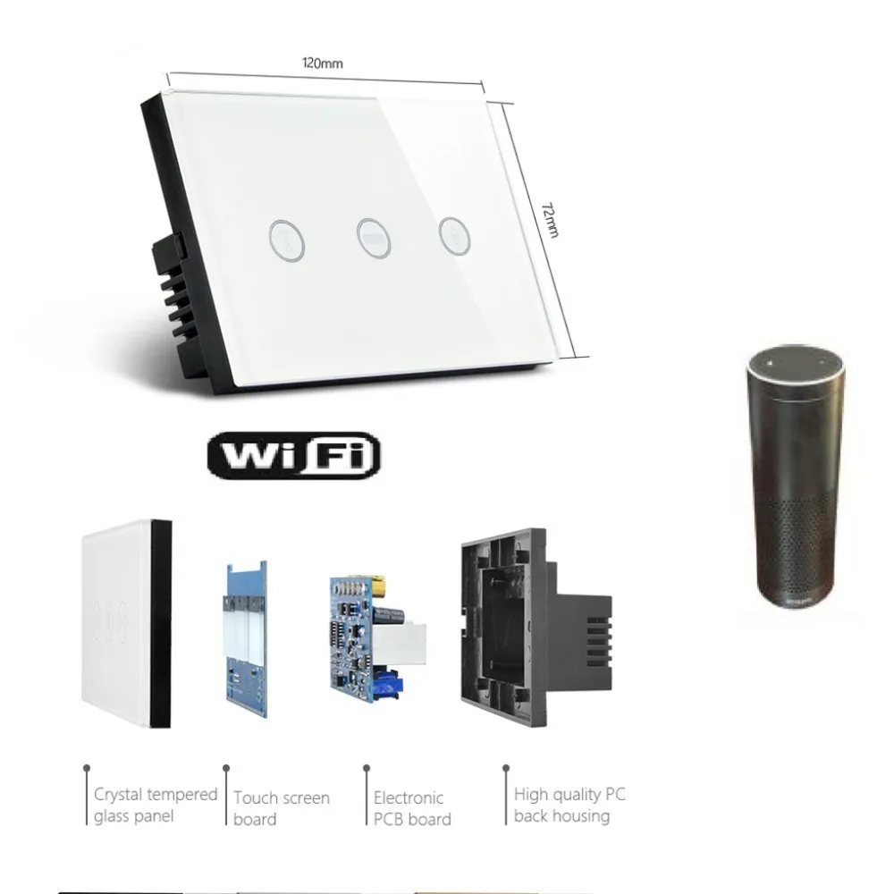 Умная штора Smart Life Touch с выключателем для США, Wi-Fi, электрическая занавески, Рольставни, работает с Alexa Google Home