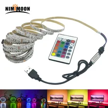 5 в RGB Светодиодная лента 5 В USB Светодиодная лента светильник ТВ ПОДСВЕТКА 2835 1-5 м Настольный светильник ing лента Диодная лента(China)