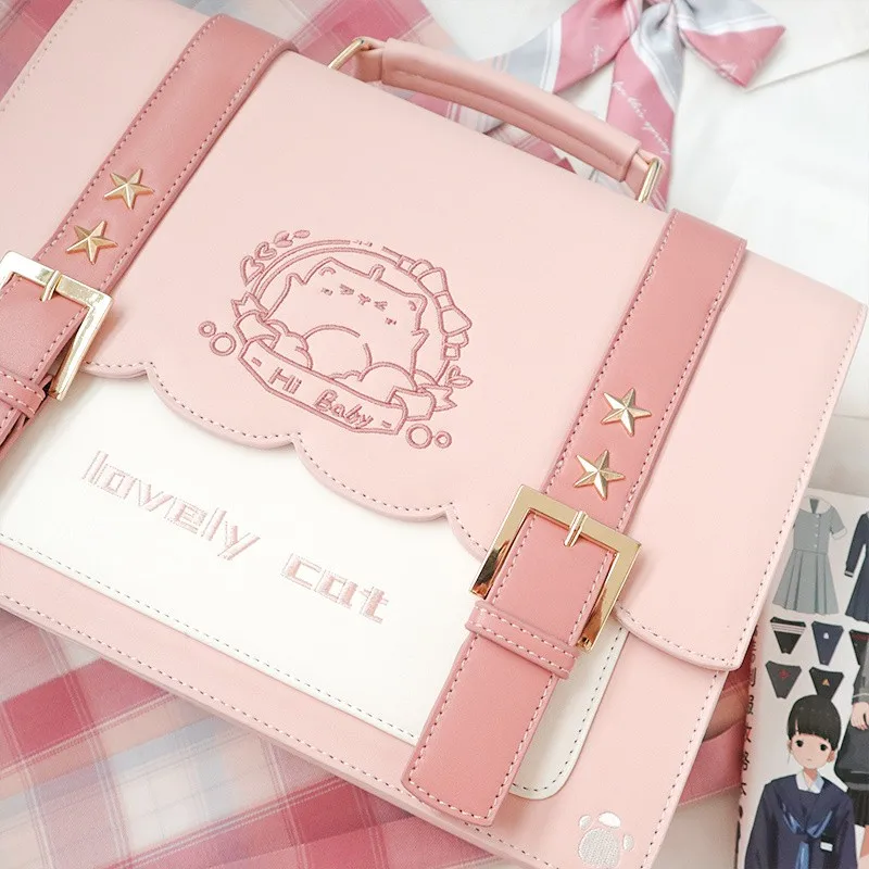 New Retro Printing Leather Backpack Kawai Women Handbag Lolita Shoulder Bag Cross Bag PU Material School Bags For Teenager Girls stylish rucksack