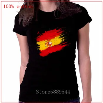 

Spain's Flag women T shirts 2019 Fashion Short Sleeve Nostalgic Spain Fans Summer Games Cheer Team T-shirts