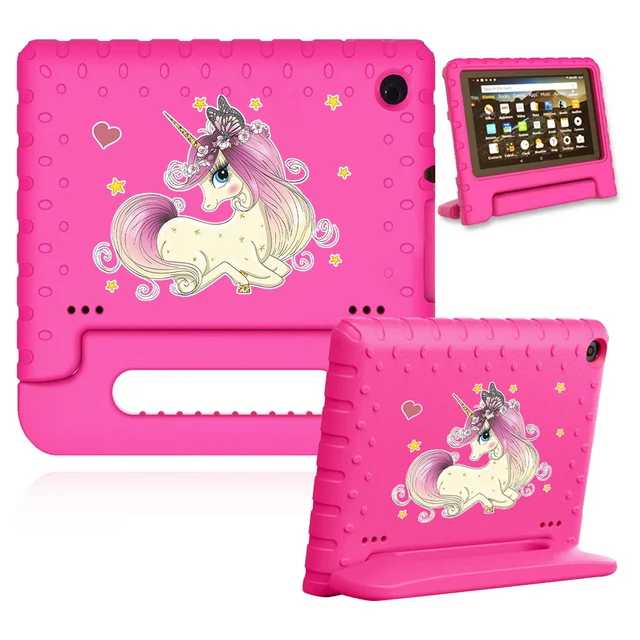 Cute Cartoon Kids Cover for Fire 7 (5th 7th 9th Gen)/HD 8 Tablet Handle Stand Funda Case for Fire HD 8 Plus (10th Gen 2020) 19.pink case-pretty
