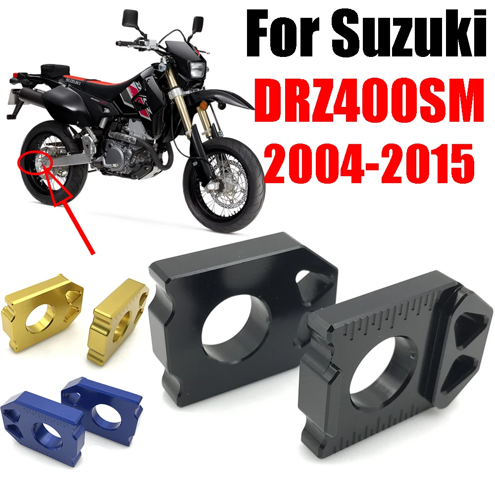 Motorcycle CNC Rear Axle Spindle Chain Adjuster Blocks For SUZUKI DRZ400SM DRZ 400SM 2004 2005 2006 2007 2008-2015 Gold 