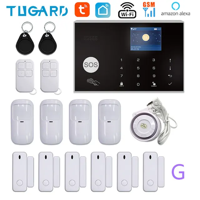 TUGARD G30 Tuya WiFi GSM Home Security Alarm System 433MHz Wireless Burglar Alarm Kit Works With Alexa Google APP Remote Control YK-002-GSM-G30-G