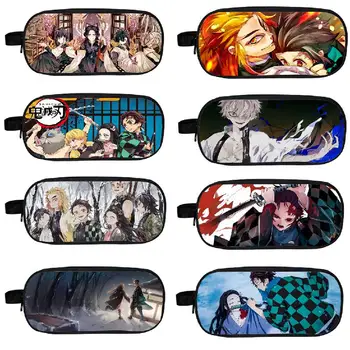 

Devil's Blade Anime Manga Storage Bag Demon Slayer Kimetsu No Yaiba Double Zipper Wallet Stationery Box Student Pencil Case