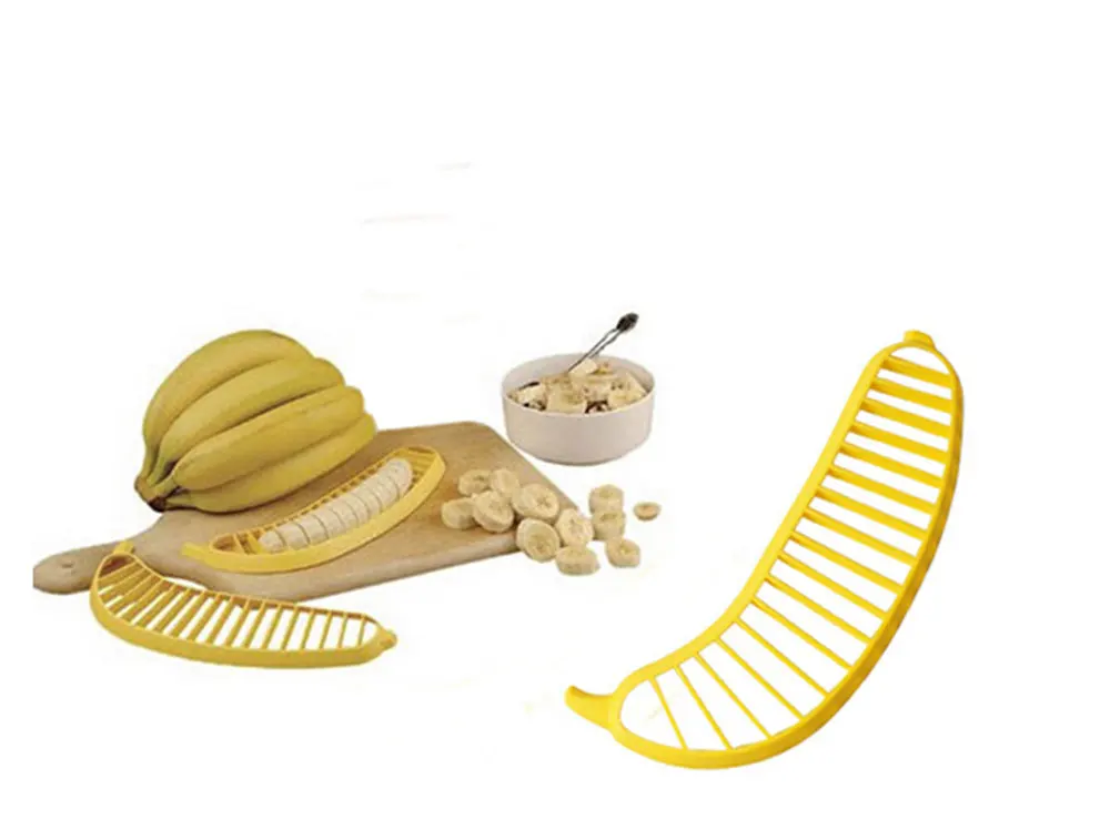 Слайсер измельчитель бананов Резак Пластиковый Банан салат сделать инструмент фруктовый салат колбаса зерновые Резак Пластиковый Банан C1216 d