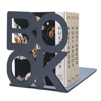 

1 Pair Book End Alphabet Shaped Metal Book Organizer Stand Office Magazines Desktop Holder Students Bookends Stationery Supplies