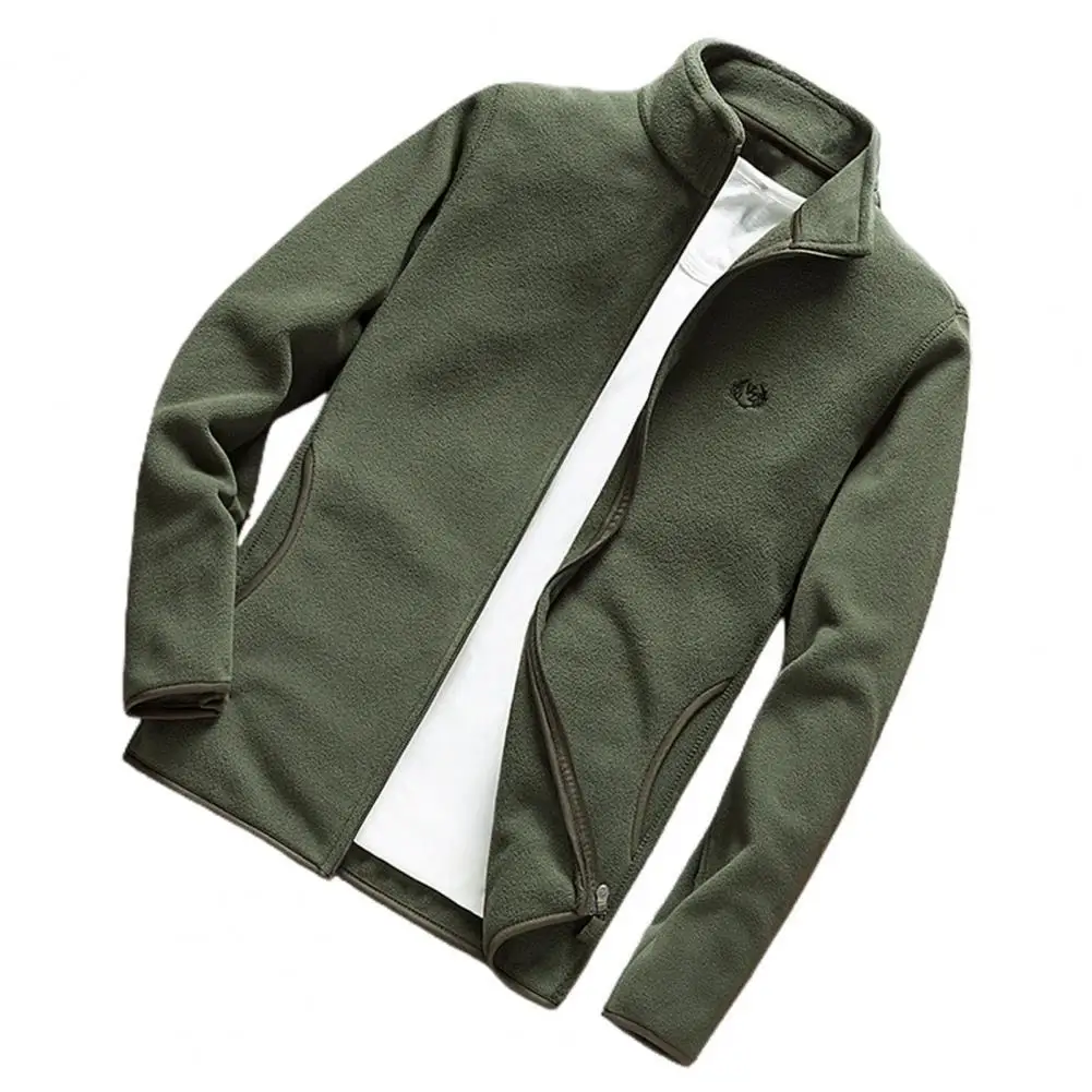 

Men Jacket Solid Color Stand Collar Casual All Match Autumn Coat for Daily Wear