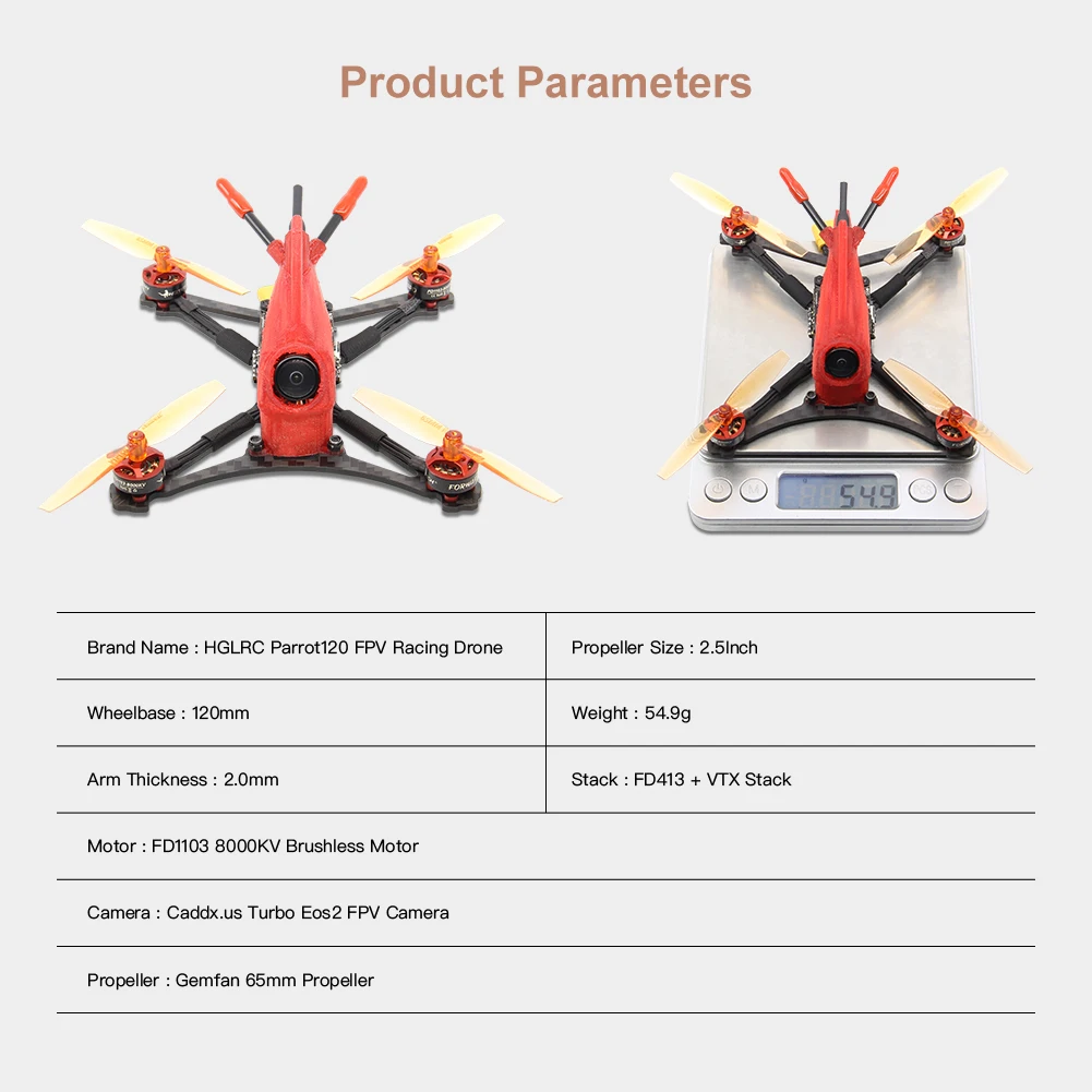 HGLRC Parrot120 FPV гоночный Дрон PNP 2-3S с F411 управлением полетом 13A 4в1 ESC 1103 мотор