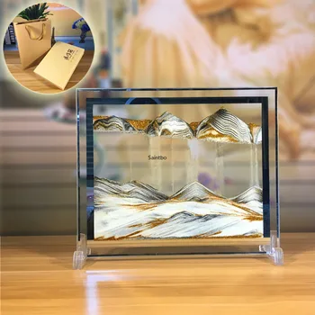 

Creative hot gift glass handicrafts wholesale 3D moving art quicksand painting creative hourglass