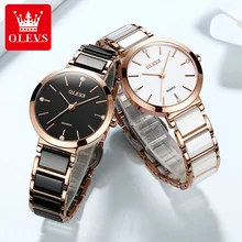 

OLEVS Brand Ladies Watches Luxury Fashion Ceramic Steel Band Trendy Waterproof Ladies Quartz Watches