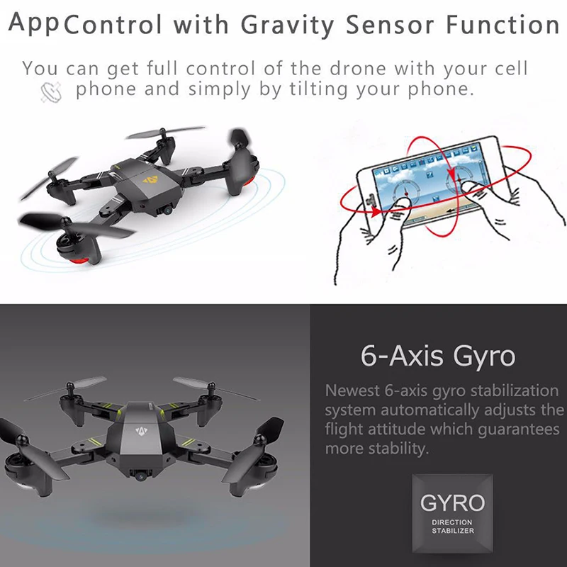 VISUO XS809HW Дрон 2MP широкоугольный wifi FPV камера Дроны с камерой 0.3MP селфи складной RC Квадрокоптер мини Дрон CS SG107