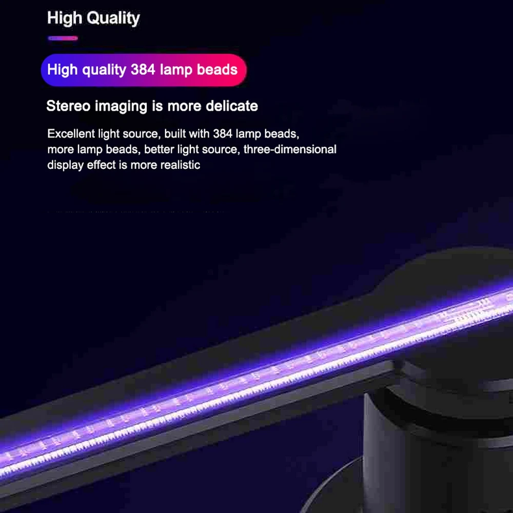 45 см HD WIFI 3D голографический рекламный аппарат проектор 384 светодиодные лампы для