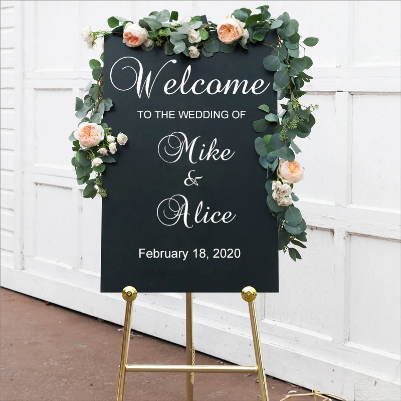 

Wedding Sticker Sign Wedding decoration Welcome DIY wall decal Bride and Groom names wedding date customised vinyl poster H5