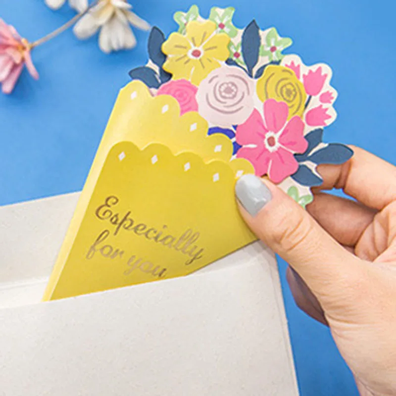 20 Pcs Flowers Greeting Card with Envelope Kawaii Holiday/ Birthday Greeting Message Card New Year Gift Cards Wedding Invitation