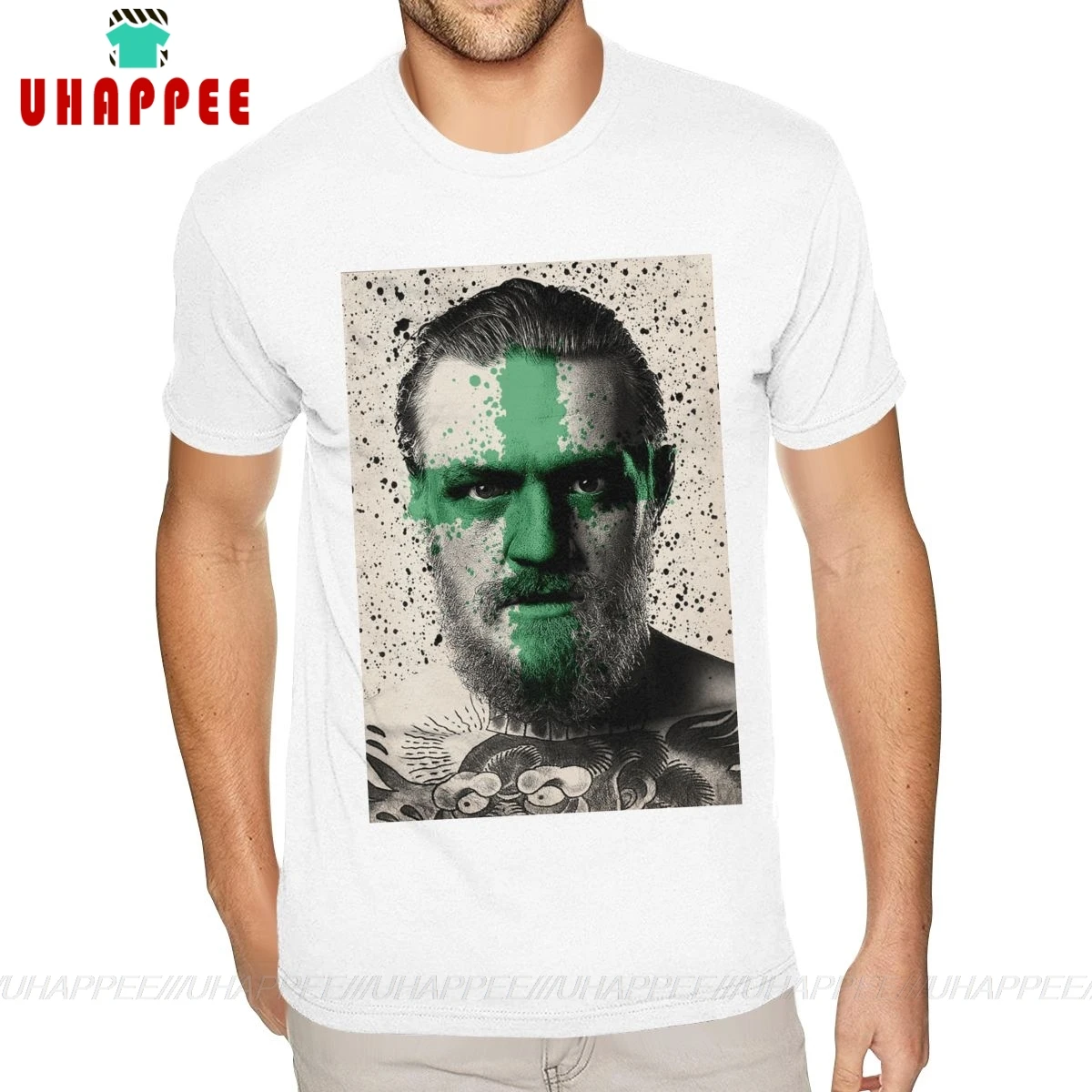 Мужская футболка с надписью Mcgregor белая короткими рукавами и круглым вырезом 100%