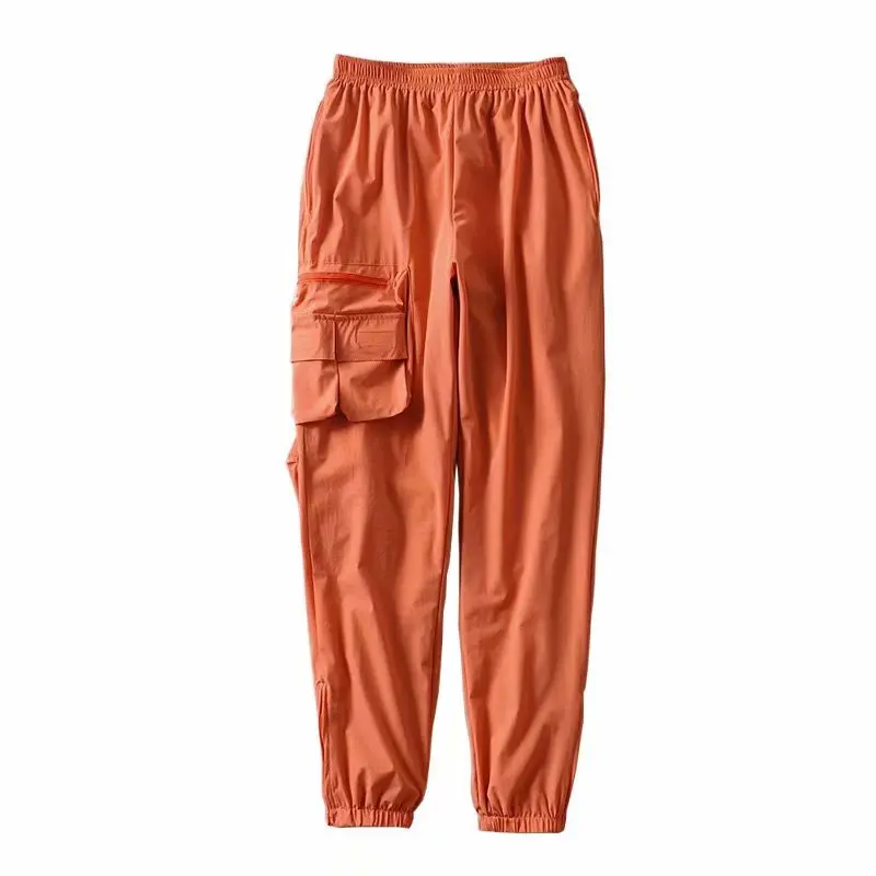 Bazaleas Sreetwear панк черный боковой карман Джоггеры для женщин крутая эластичная талия женские брюки-карго Готический пот брюки дропшиппинг - Цвет: T58 orange 296