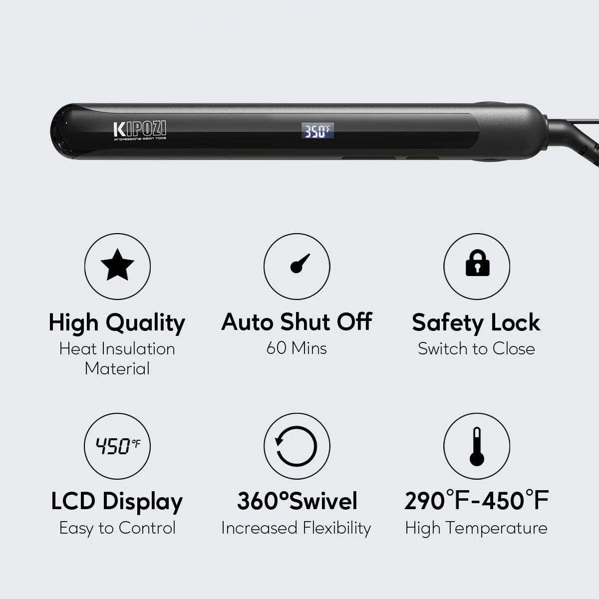 KIPOZI Professional Hair Flat Iron 2 In 1 Hair Curler Adjustable Temperature Fast Heating Hair Straightener  Straightening Iron 5