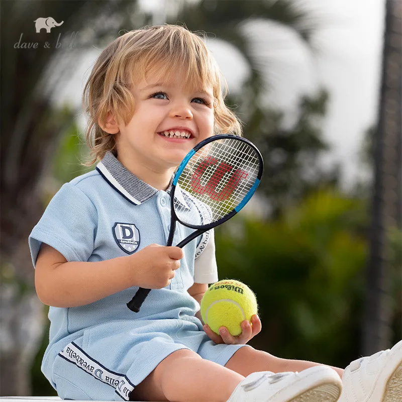 DBX13665 dave bella summer baby boys fashion letter patchwork clothing sets kids handsome short sleeve children 2 pcs suit |